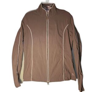 Danskin 2 Way Zippered Taupe Gray Light Jacket Womens Size M